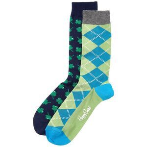 Happy Socks 2Pk Clover Socks, Green Multi